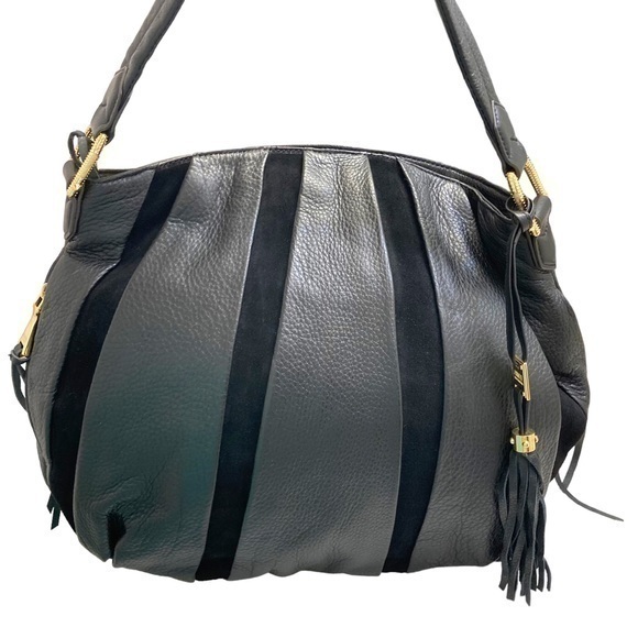 Aimee Kestenberg Black Leather And Suede Hobo Bag